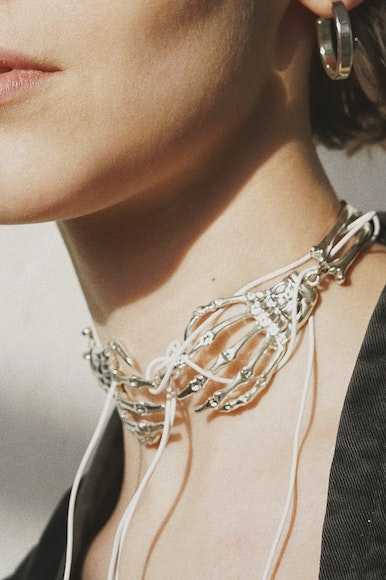Sterling Silver Bones Choker Necklace