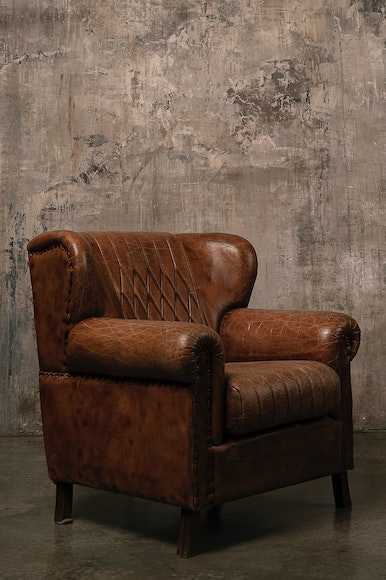 Brown Worn Leather Chair